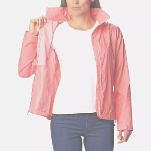 Columbia Womens Switchback Waterproof Hooded Packable Rain Jacket Peach Blossom